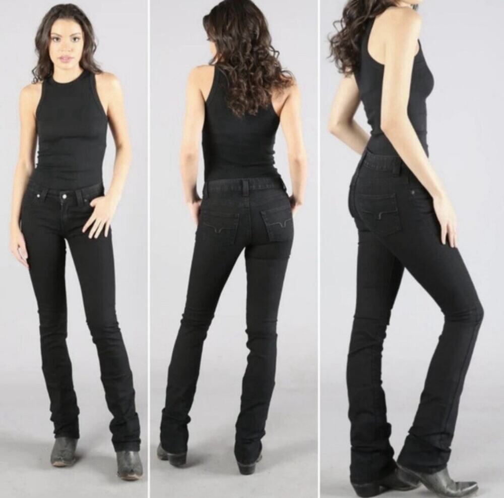 Kimes Ranch Betty Jeans Womens 2/36 Black Denim Mid Rise Straight Leg Western
